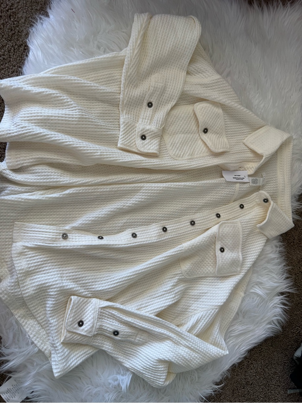 Full Tilt Ivory Waffle Knit Top
